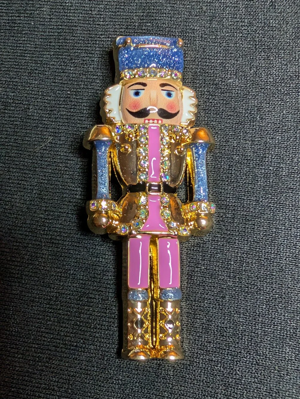 Decorative Nutcracker Figurine Pin in Pink and Blue